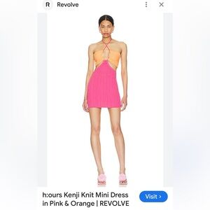 h:ours Pink and Orange Cut-Out Mini Dress